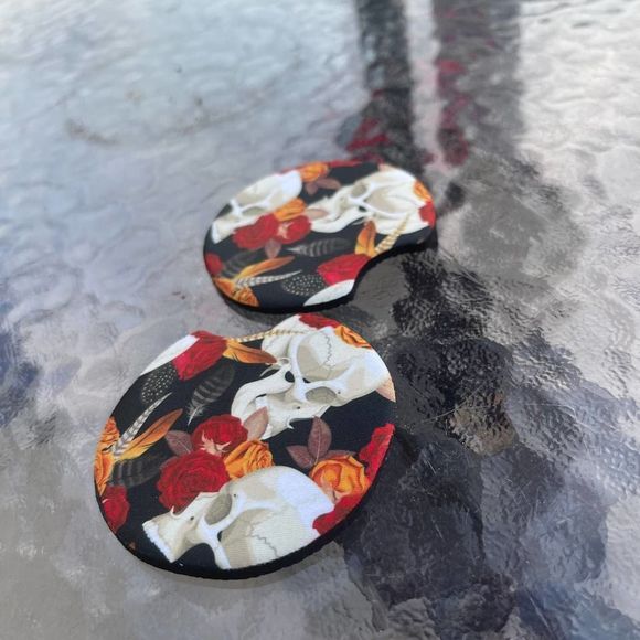Boho Skull & Roses Car Coasters 2 Pack - Picture 6 of 9